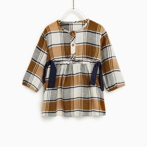 Zara Baby Plaid Dress with Ties Size 3/4